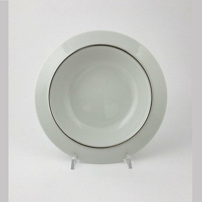 ALESSI TAC3/77 BAVERO Filo Platino Sottotazza da caffè in Porcellana Bianca ... 