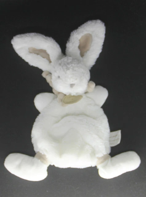 doudou plat lapin blanc taupe  mon tout petit doudou et compagnie état neuf