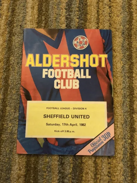 Aldershot v Sheffield United - 1981/82 - Division 4 - Match Day Programme