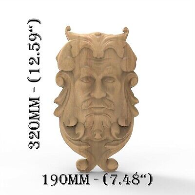 Gothic Corbel Wood Carved Greenman Forest Victorian Wall Mask Fireplace Applique