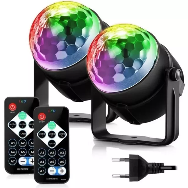 2 X Lampe de Scène Jeux de lumière Soirée Boule à Facette Télécommande LED Spot