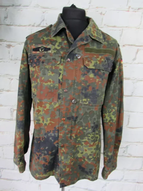 Vintage 1991 German Army Airforce Flecktarn camouflage combat shirt Badged Gr.8