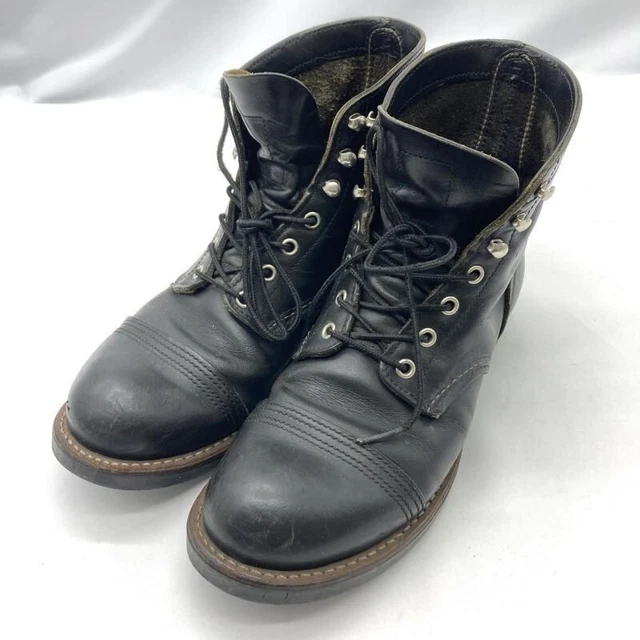 RED WING IRON Ranger Work Boots color Black Leather Men's US 7.5 ...
