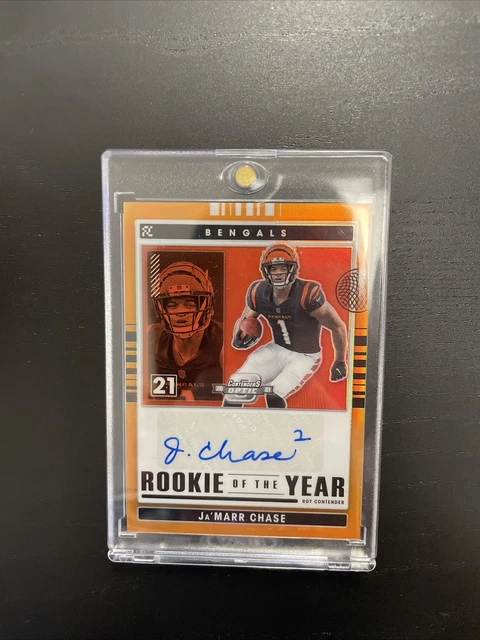 2021 Contenders Optic JaMarr Chase Rookie of the Year Orange RC Auto /20