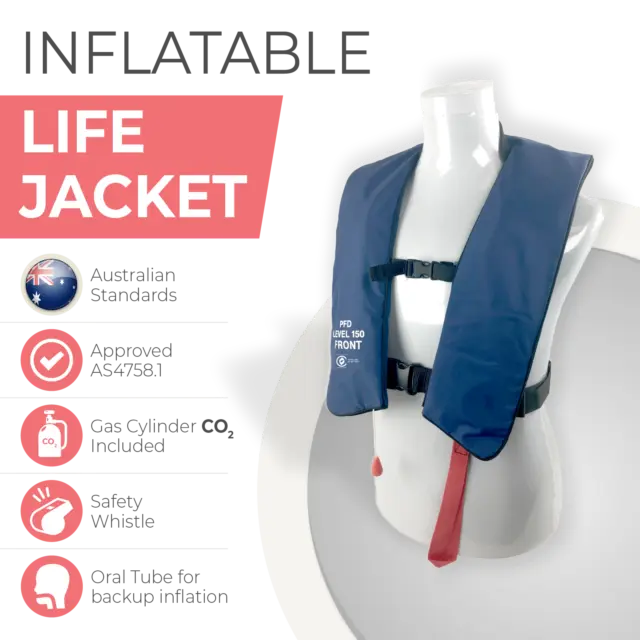 2pcs ADULT Inflatable Life Jacket PFD Type 1 Yoke Manual LifeJackets Level 150N 2