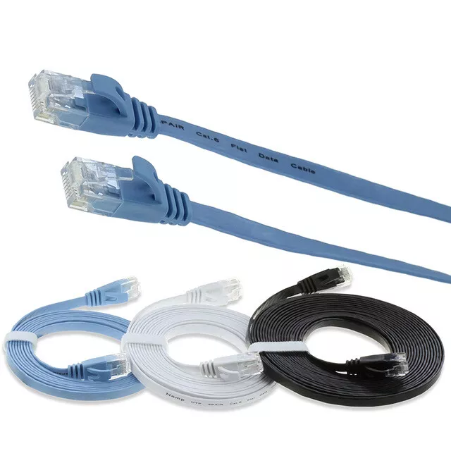 1m-50m Flat RJ45 CAT6 Network LAN Ethernet Gigabit Patch Router Cable Lead Lot