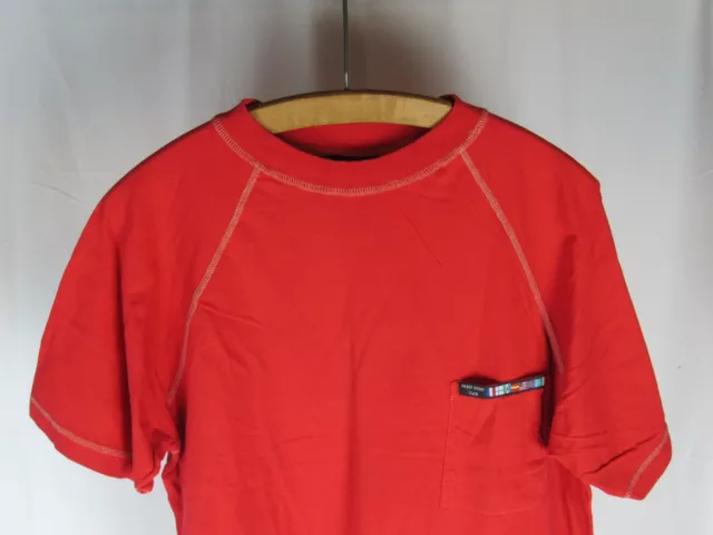 Vtg 1980's Paris Sport Club Pocket T Shirt Red Flag Patch Raglan Style Nice! 80s