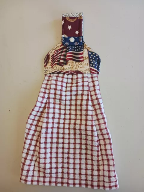 Patriotic hanging dish towel, handmade top