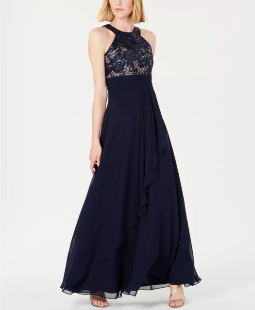 Calvin klein embellished ruffled gown outlet