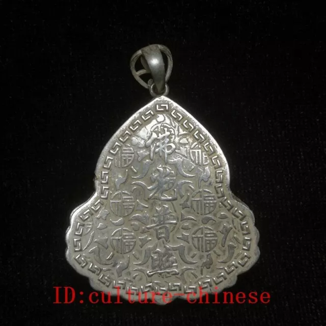 2 inch Old Chinese Tibet Silver Handmade Happy Maitreya Statue necklace Pendant 2