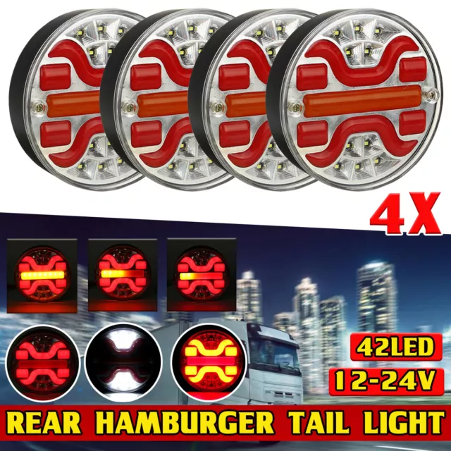 12V 24V LED Rear Round Hamburger Light Tail Lamp Lorry Truck Car Van Trailer