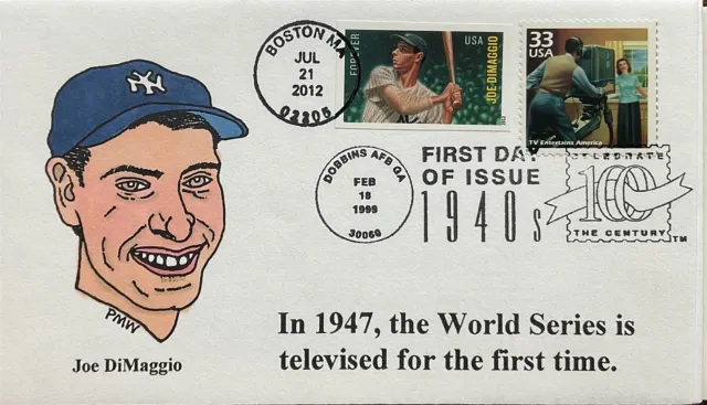 PMW 3185 World Series on Television 4697A Joe DiMaggio NY Yankee Imperforated