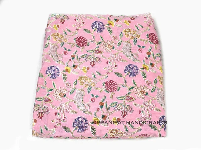 Indien Fleur Imprimé Coton Doux de Luxe Bébé Rose Robe Faisant Tissu Par Yard