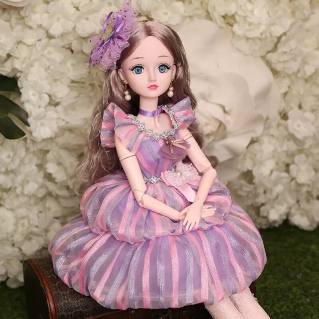 60cm 1/3 BJD Doll Ball Jointed Girl Cute 3D Eyes Full Set Clothes Outfit DIY Toy