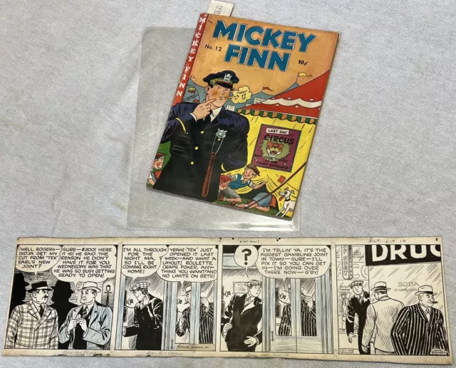 1948 Published MICKEY FINN #12 Original Daily Comic Strip Ink Art Used In Book