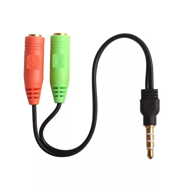 3.5mm AUX Audio Mic Y Splitter Cable Earphone Headphone Adapter Male To 2 Female