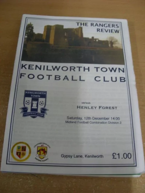 12/12/2009 Kenilworth Town v Henley Forest  (creased). For UK orders postage/shi