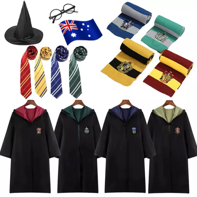 Harry Potter Adult Kids Robe Cloak Gryffindor Slytherin Tie Cosplay Costume Cape