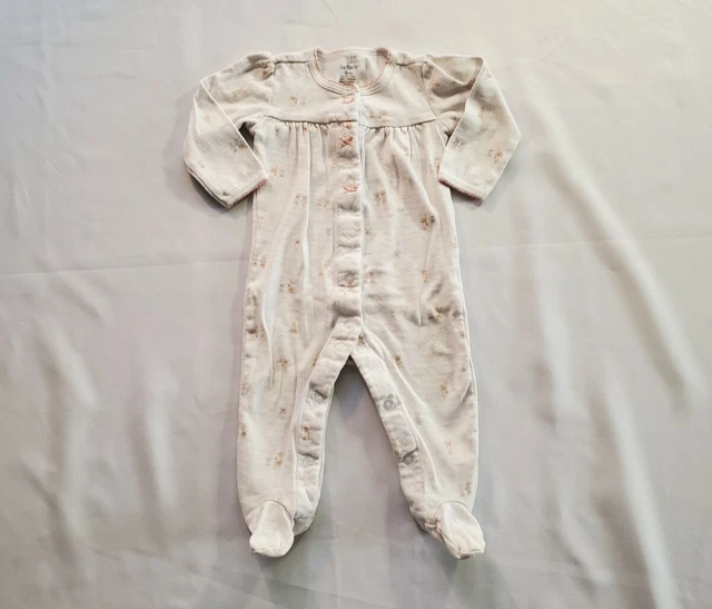 Carter's Baby Girl Infant Snap Up White Bear Footie Sleeper Pajamas 9 Months