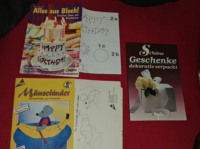 3 Hefte + Schablonen zum basteln Geschenke, geburtstag, Mäuse Vorlagen Basteln