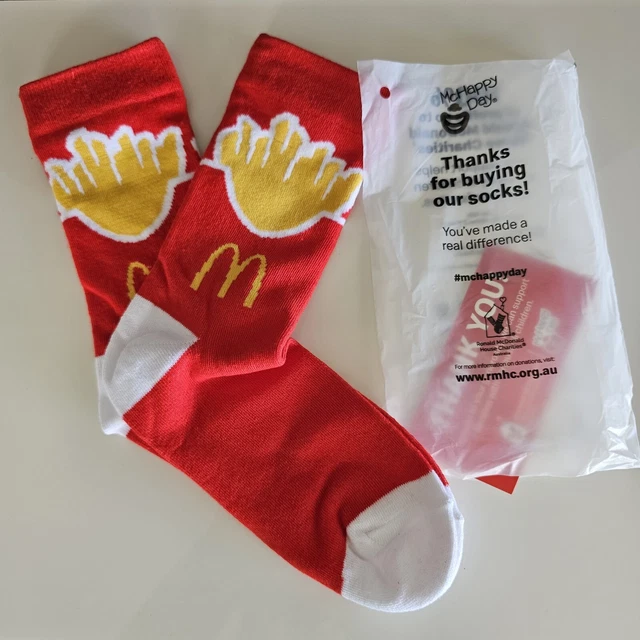 NEW MCDONALDS MACCAS M Logo Fries Chips Kids Childrens Red Socks Gift ...