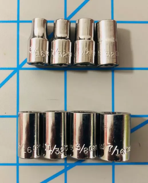CRAFTSMAN  8 pc Socket Set 1/4" Drive 12pt 3/16 - 7/16" S-AE 43608 - 43606 (S12)