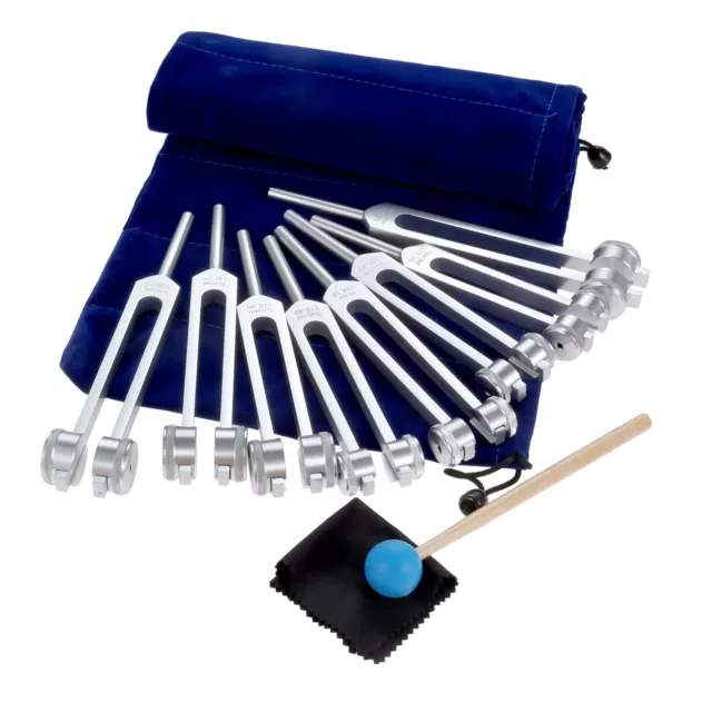 8Pcs/Set Healing Tuning Forks Striker with Silicone Hammer & Bag Sound Therapy