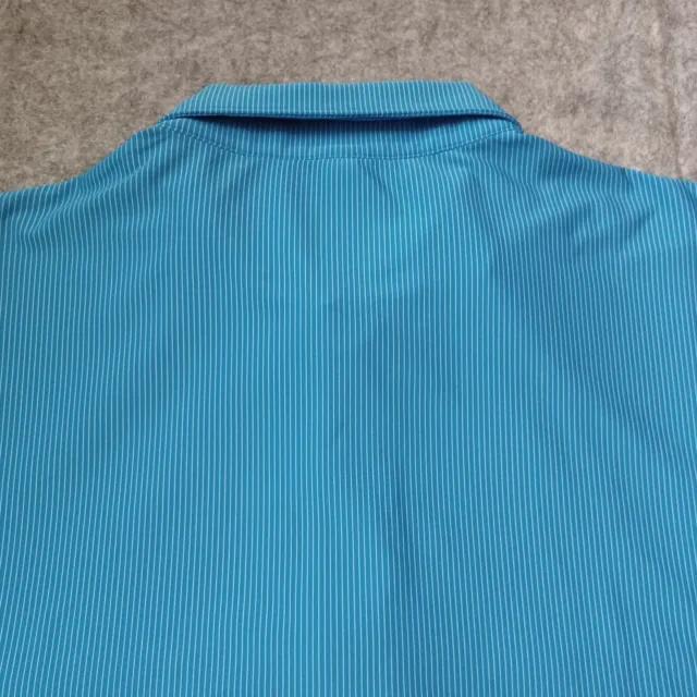 PETER MILLAR MENS Shirt L Blue Pin Striped Summer Comfort Polo Golf ...