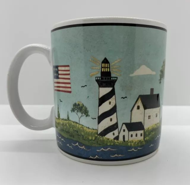 Vtg Sakura Warren Kimble Coastal Breeze Coffee Mug Cup Lighthouse Sailboat EUC