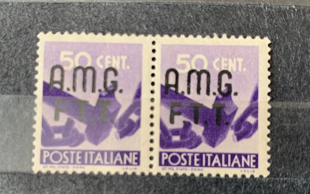 Italy Trieste Zone A 1947 Democracy AMG-FTT 50c Pair MNH Z101
