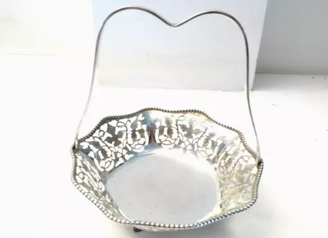 Cestino In Argento 800 Fruttiera Vintage Anni '50 Firenze Made In Italy