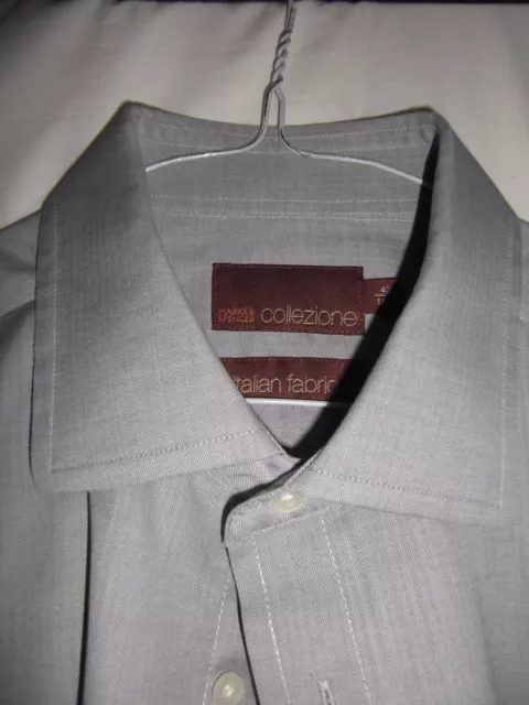 Marks & Spencer Collezione Mid-Grey Long Sleeve Shirt Size 16.5