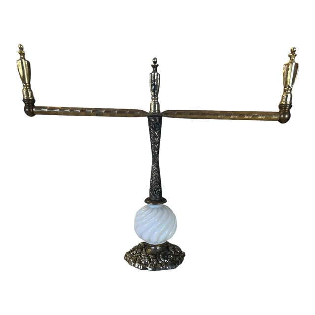 Vanity Top 2 Arm Guest Towel Holder Gold Milk glass