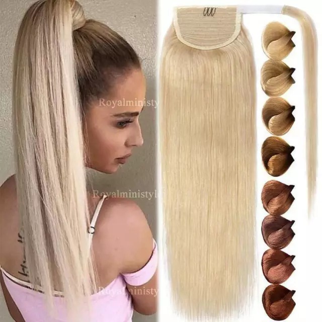 New Ponytail Hair Extension 100% Real Human Hair Wrap Around With Comb Real Nice