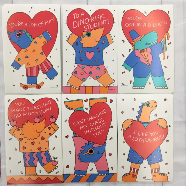 Vintage Dinosaur Teacher Valentines Cards 1990 Current Inc EUC HTF Gift USA Cute