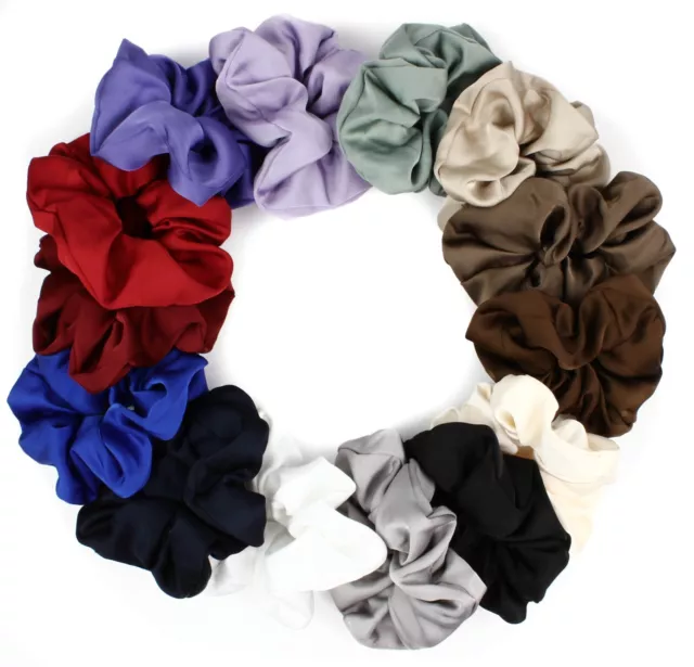 Plain Soft Satin Hair Scrunchies Ponytail Hair Tie Traceless Luxurious Bobbles