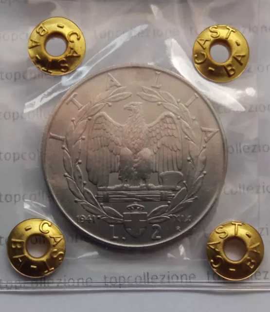 2 lire 1941 Impero Periziata Regno d'Italia Vitt. Emanuele III Rara Italy coin