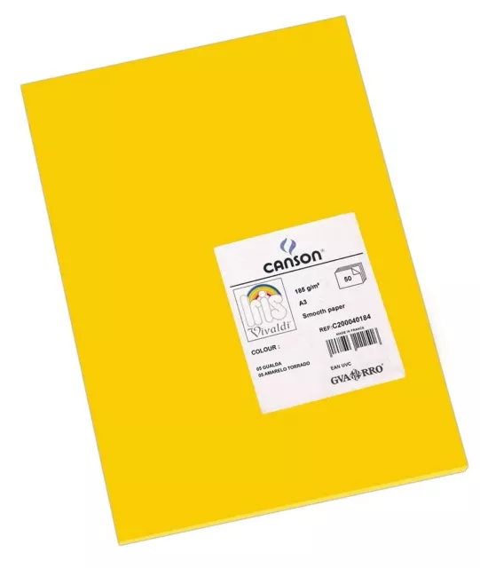 Canson Iris Vivaldi A3 185 GSM Smooth Colour Paper - Buttercup (Pack of 50 Sheet