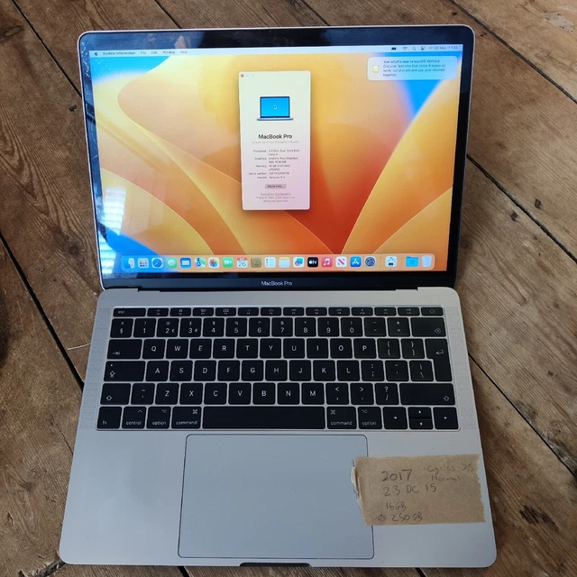 MacBook Pro 13" 2017 - i5 2.3ghz dual core - 16gb RAM - 250gb SSD