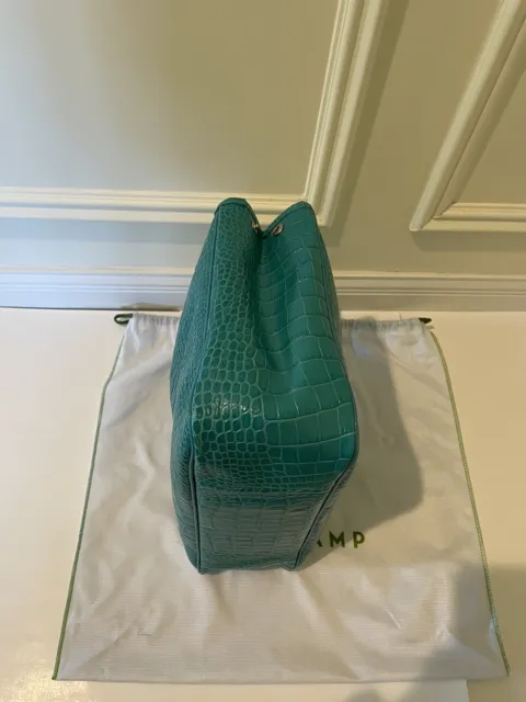 NWT Authentic Longchamp Roseau Croc Embossed Leather Tote Bag Turquoise 6