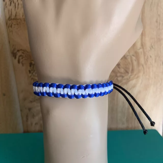 NICARAGUA Bracelet #09 Handcrafted Pulsera AZUL & BLACO Hecha de Satin Nylon