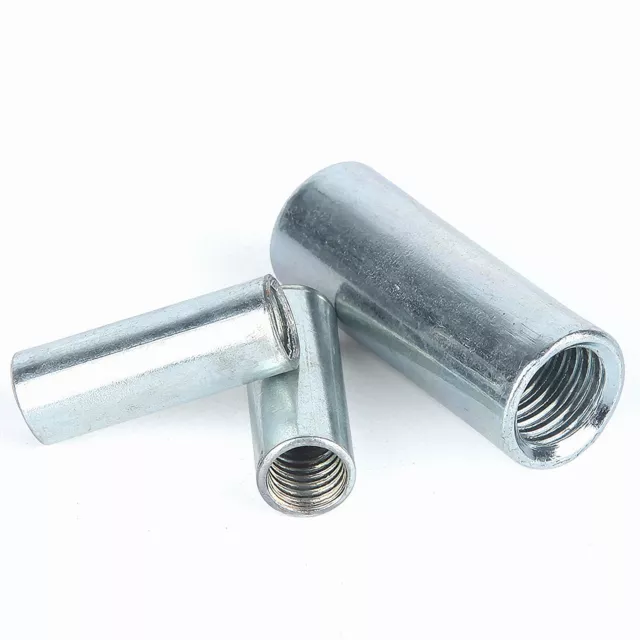 Long Round Connector Nut Threaded Sleeve Rod Bar Stud  M6 M8 M10 M12 Zinc Plated