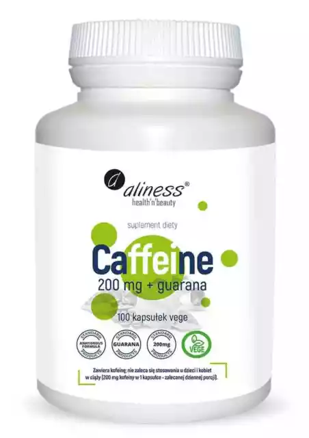 ALINESS Caffeine 200mg + Guarana 100 Vege Capsules FREE SHIPPING