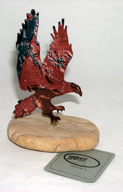 Lazart Metal Art Eagle Bird Sculpture Mounted on Sandstone Southwest Design