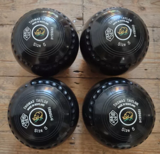 THOMAS TAYLOR VECTOR LAWN BOWLS - Size 5 Heavy - Matching Set Bowling - Rhino