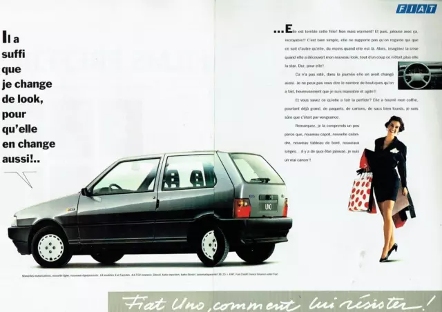 publicité Advertising 0323 1990   Fiat Uno   change de look  2 pages
