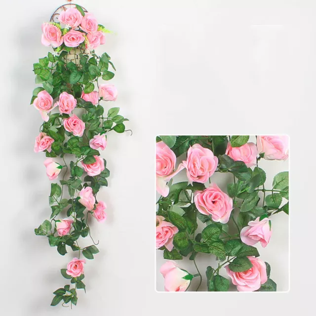 Fake Flowers Rattan High Simulation Roses Wall Hanging Home Bedroom Decoration 2