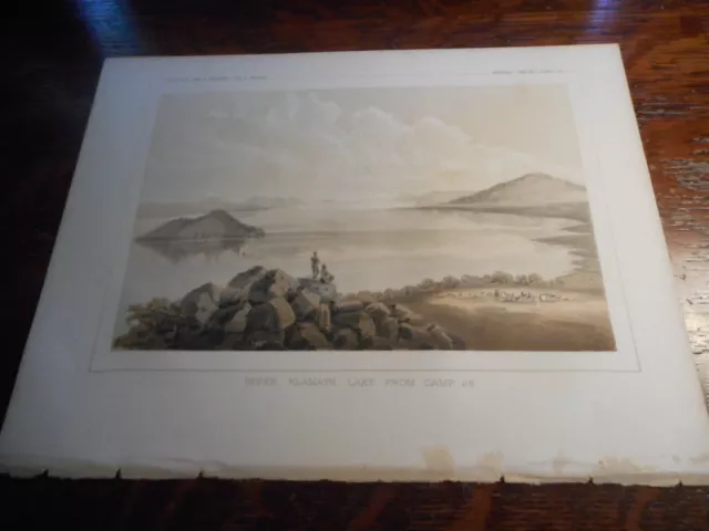 Upper Klamath Lake US Pacific Railroad Survey Lithograph circa 1850's