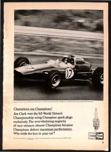 Champion Spark Plugs 1965 Vintage Ad