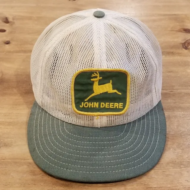 Vintage John Deere Hat Cap Snapback White All Mesh Patch Trucker Louisville Snap